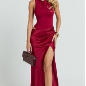 Showpo Wine Halter Maxi Dress